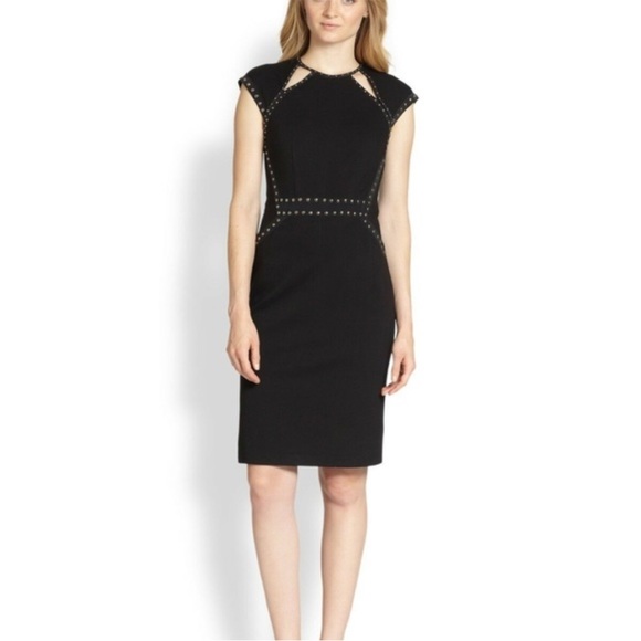 Nanette Lepore Black Studded Trampoline Sheathe Dress size 0 - Picture 1 of 8